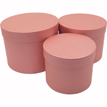 Pink Round Flower Boxes - Set of 3