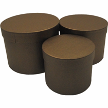Brown Flower boxes - Set of 3
