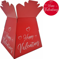 Red & White Happy Valentine's Day Living Vase Bouquet Box