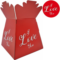 Valentine's Day I Love You Red Living Vase Bouquet Box
