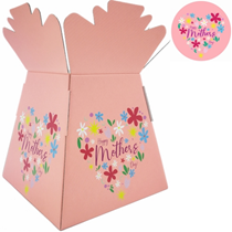 Happy Mother's Day Pink Floral Living Vase Bouquet Box