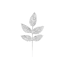 Silver Glittered Leaf Spray 45cm 6pk