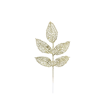 Gold Glittered Leaf Spray 45cm 6pk