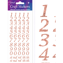 Eleganza Rose Gold Stylised Numbers Craft Stickers