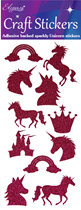 Eleganza Fuchsia Craft Glitter Unicorn Sticker Sheet