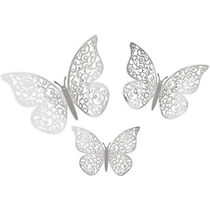 Silver 3D Adhesive Butterflies 12pk