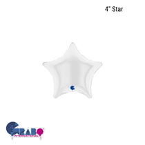 Grabo White 4" Star Foil Balloon