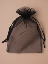 Large Black Organza Favour Bags - 12pk