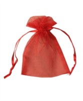 Small Red Organza Favour Bags - 12pk