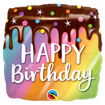 Happy Birthday Rainbow Drip Cake 18" Foil Balloon