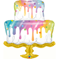Large Rainbow Drip Cake 39" Foil Balloon