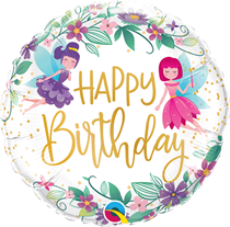 Wild Flower Fairies Happy Birthday 18" Foil Balloon