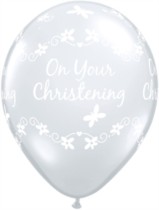 11" Diamond Clear Christening Butterflies Balloons 50pk
