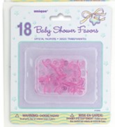 Pink 1" Crystal Pacifiers Baby Shower Favours - 18pk