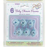 Mini Rattles Baby Shower Favors 6pk - Blue