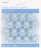 Blue Baby Shower Teddy Bear Favours - 16pk