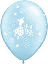 Pearl Light Blue It's A Boy Giraffe 11" Latex Balloons 25pk