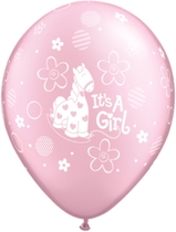 Pearl Pink It's A Girl Pony 11" Latex Balloons 25pk