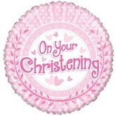 On Your Christening Pink 18" Foil Balloon