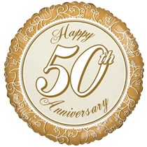 50th golden wedding anniversary 18 inch foil balloon decoration
