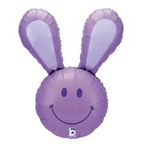 Smiley Easter Bunny Head 37" Lavender Foil Balloon