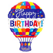 Happy Birthday Hot Air Balloon 18 Inch Foil Balloon