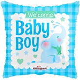 Baby Boy Blue Elephant 18" Square Foil