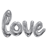 Giant Silver Love Script 84" x 53" Foil Balloons