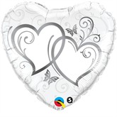 Silver Entwined Hearts Foil Balloon 18"