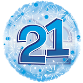 21st Birthday Blue 24" Clearview Balloon