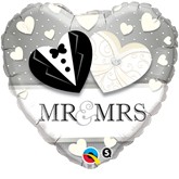 Mr & Mrs Heart Shaped Foil Balloon 18"