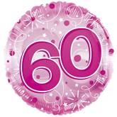 60th Birthday Pink 24" Clearview Balloon