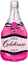 Pink Champagne Bottle 39" Supershape Foil Balloon