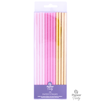 Pink & Gold Paper Straws 24pk