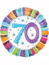 70th Birthday Holographic 18"  Round Foil Balloon