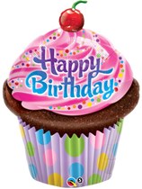 Happy Birthday Cupcake Foil Balloon 35"