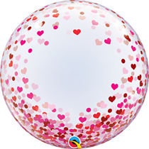 Red & Pink Confetti Hearts 24" Deco Bubble Balloon