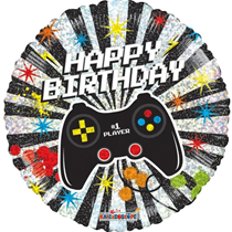 18" Happy Birthday Gamer Foil Holographic Balloon