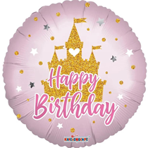 18" Happy Birthday Metallic Castle Foil Balloon