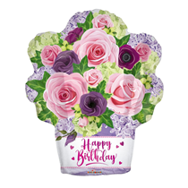 Happy Birthday Flower Basket 18" Foil Balloon
