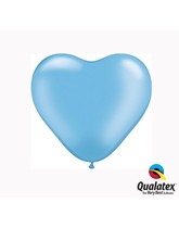 Qualatex 6" Pearl Azure Latex Heart Balloons 100pk