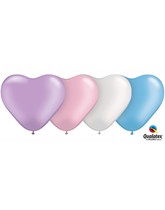6" Assorted Pearl Latex Heart Balloons 100pk