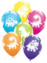 Assorted Cute & Cuddly Dinosaurs Latex Balloons 6pk