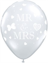 Mr & Mrs 11" Diamond Clear Latex Balloons 50pk