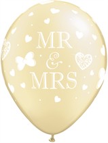 Mr & Mrs 11" Pearl Ivory Latex Balloons 25pk