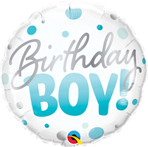 Birthday Boy 18" Blue Dots Foil Balloon