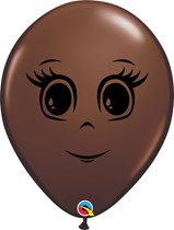 Chocolate Brown Feminine Face 16" Latex Balloons 50pk