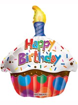 Happy Birthday Cupcake Shape Foil Balloon 18"