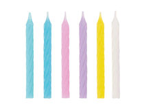 Pastel Assorted Colour Spiral Cake Candles 12pk
