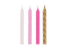 Pink, White & Gold Spiral Cake Candles 12pk
